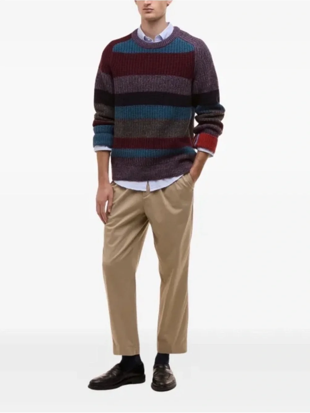 Paul Smith loves Barbour Men's Multi Strip Roundneck Sweater Sz M NWT
